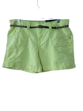 Apt. 9 Women's Neon Yellow Casual Shorts with Studded Belt